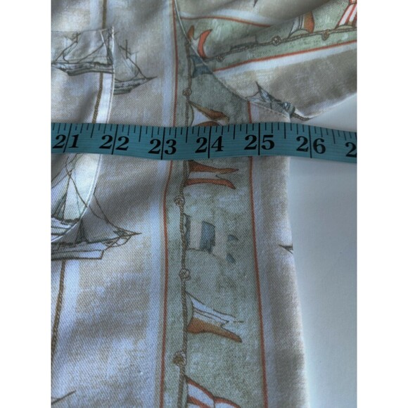 Earthbound Mens Button Up Short Sleeve Shirt Sailboat Print‎ Cream Size Large - Picture 8 of 10